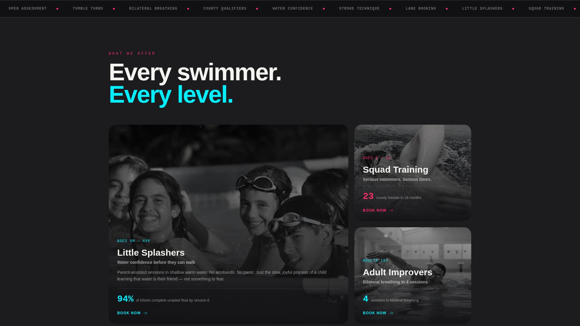 Stroke - Electrifying Swim School Landing Page Template