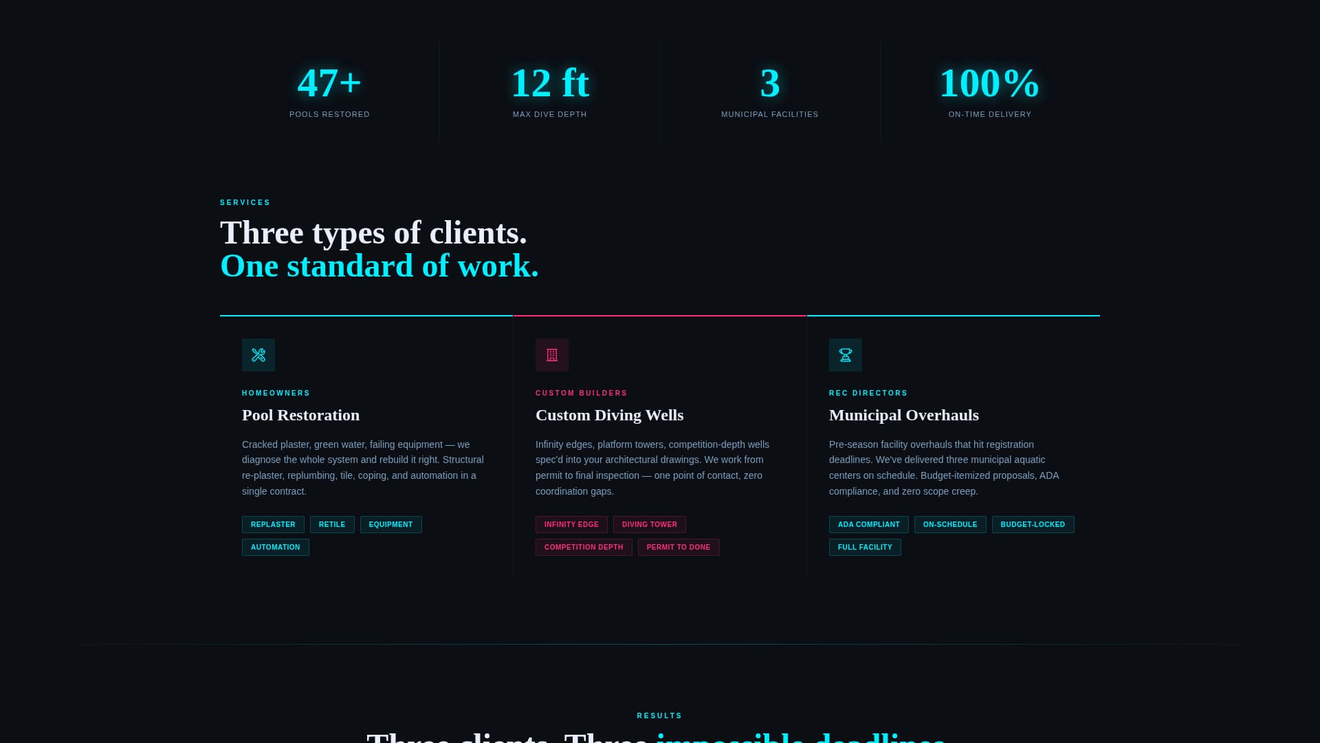 Plunge - Electrifying Pool Renovation Landing Page Template