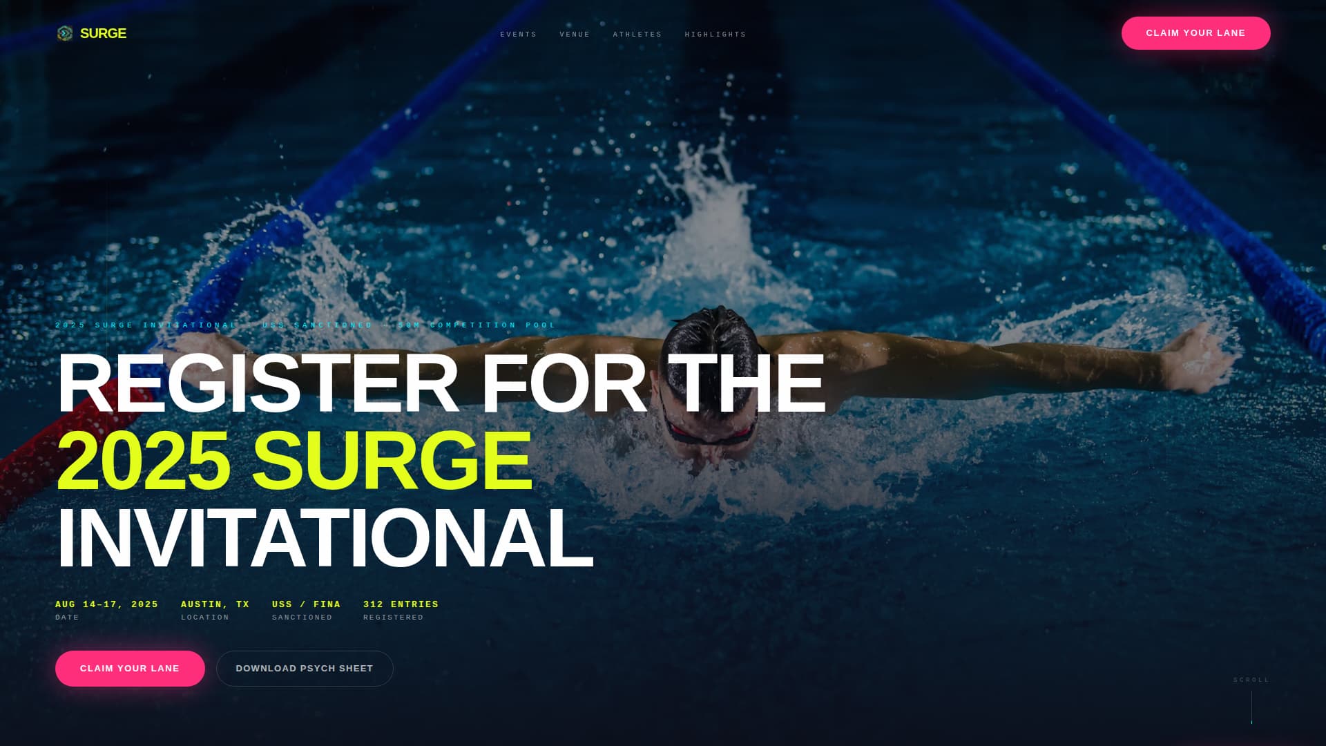 Surge - Dynamic Swimming Landing Page Template