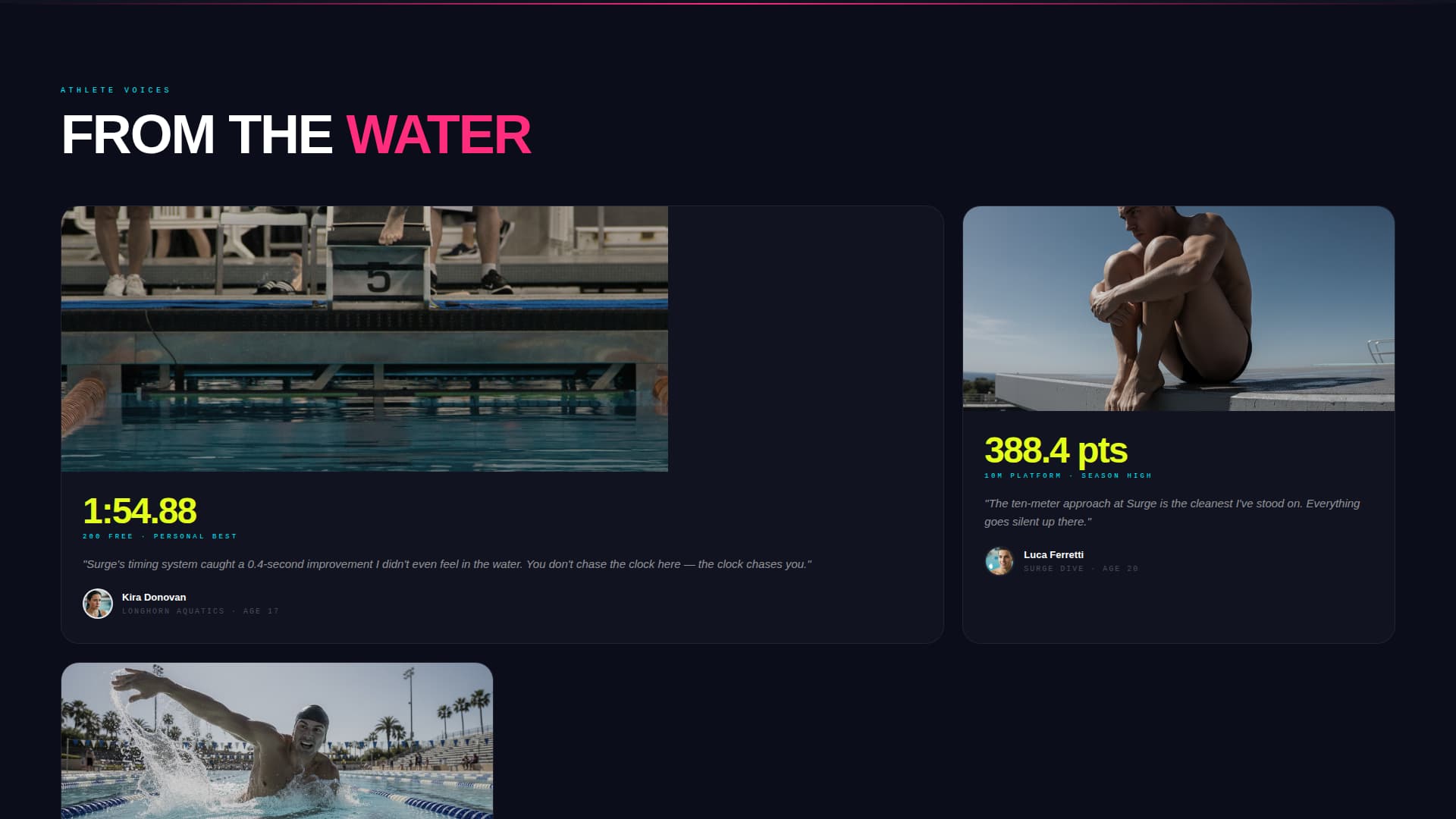 Surge - Dynamic Swimming Landing Page Template