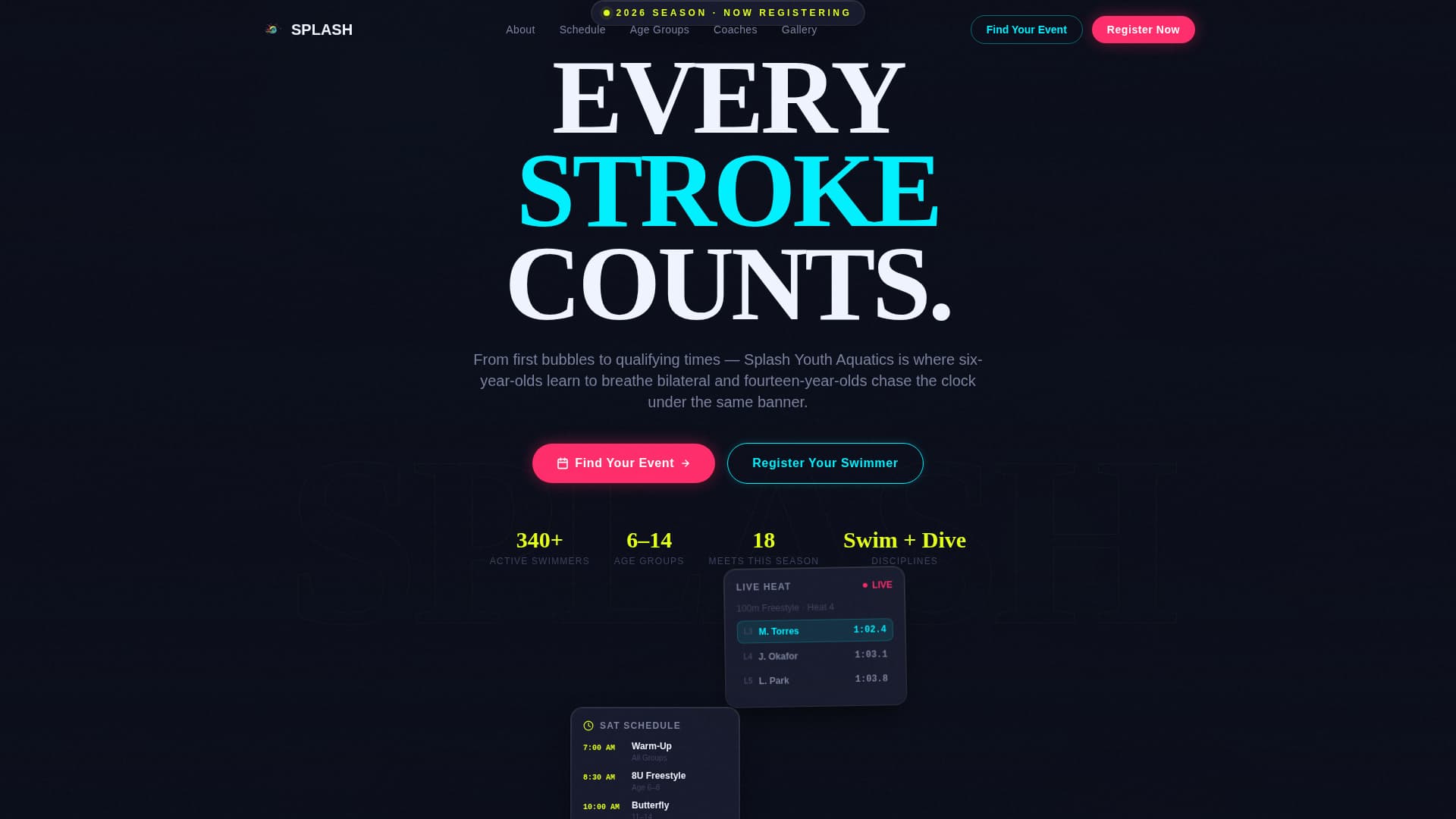 Splash - Electric Swimming Landing Page Template
