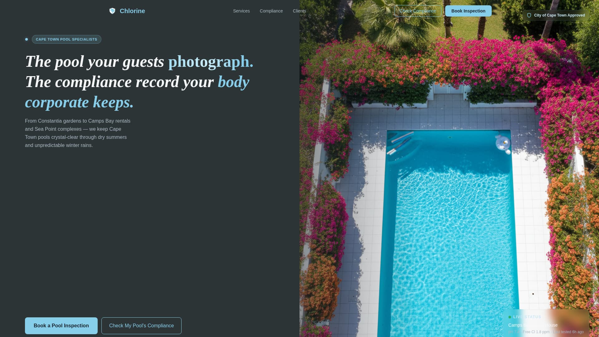 Chlorine - Crystalclear Poolcleaning Landing Page Template