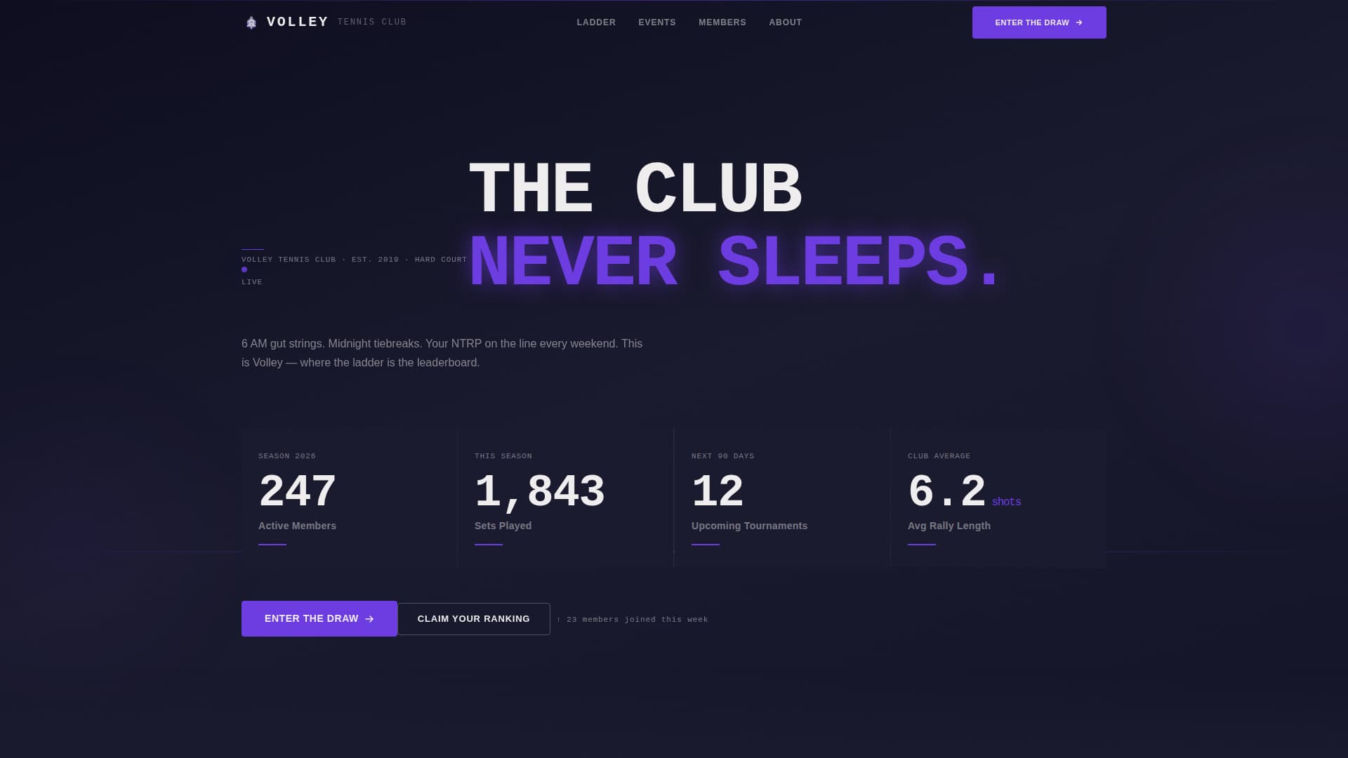 Volley - Electric Tennis Landing Page Template