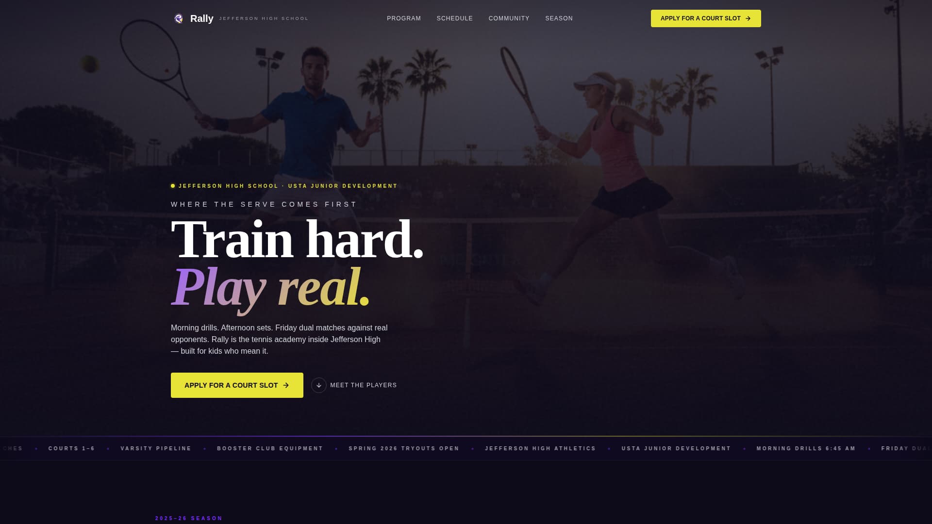 Rally - Electric Tennis Landing Page Template