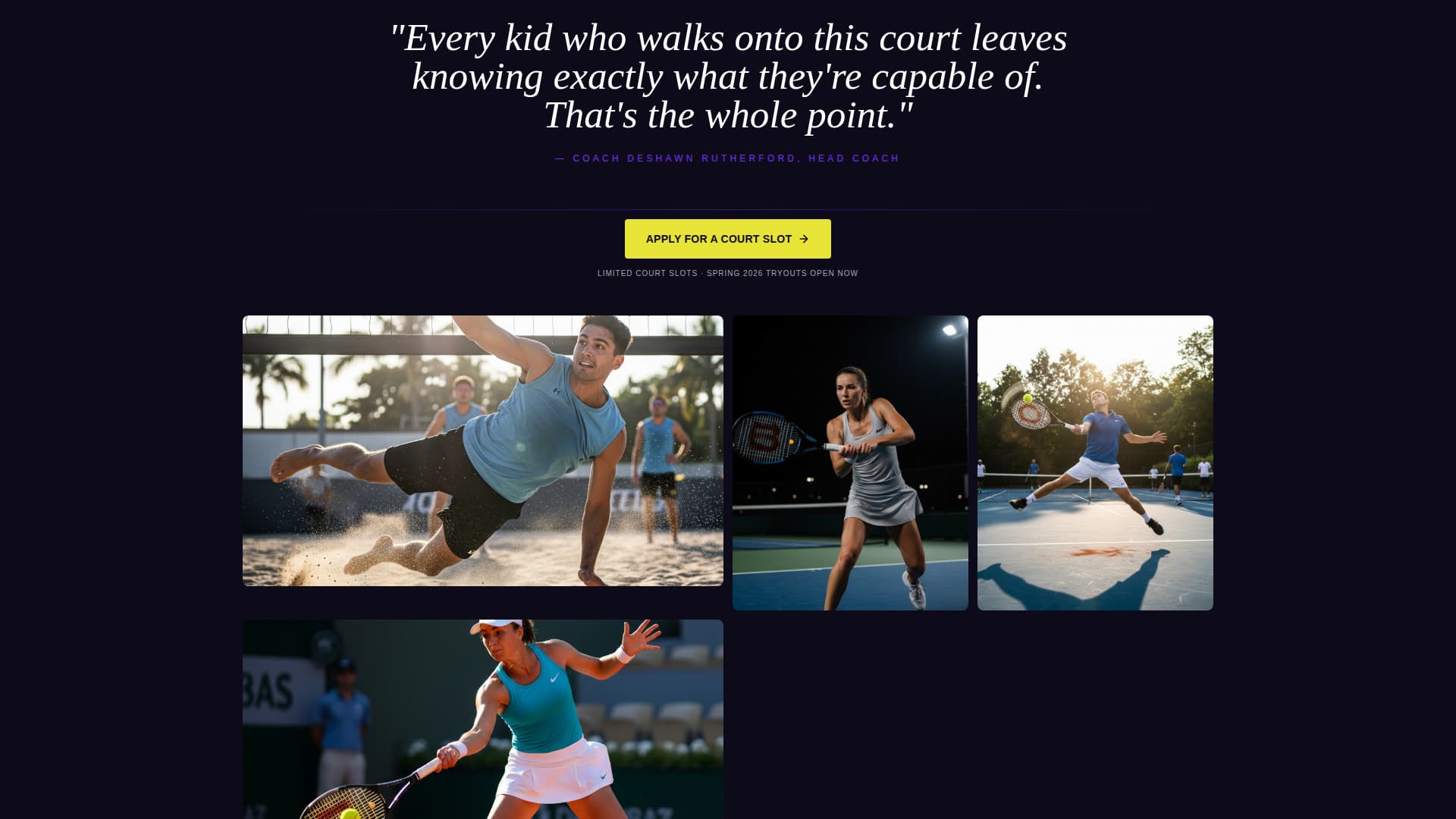 Rally - Electric Tennis Landing Page Template