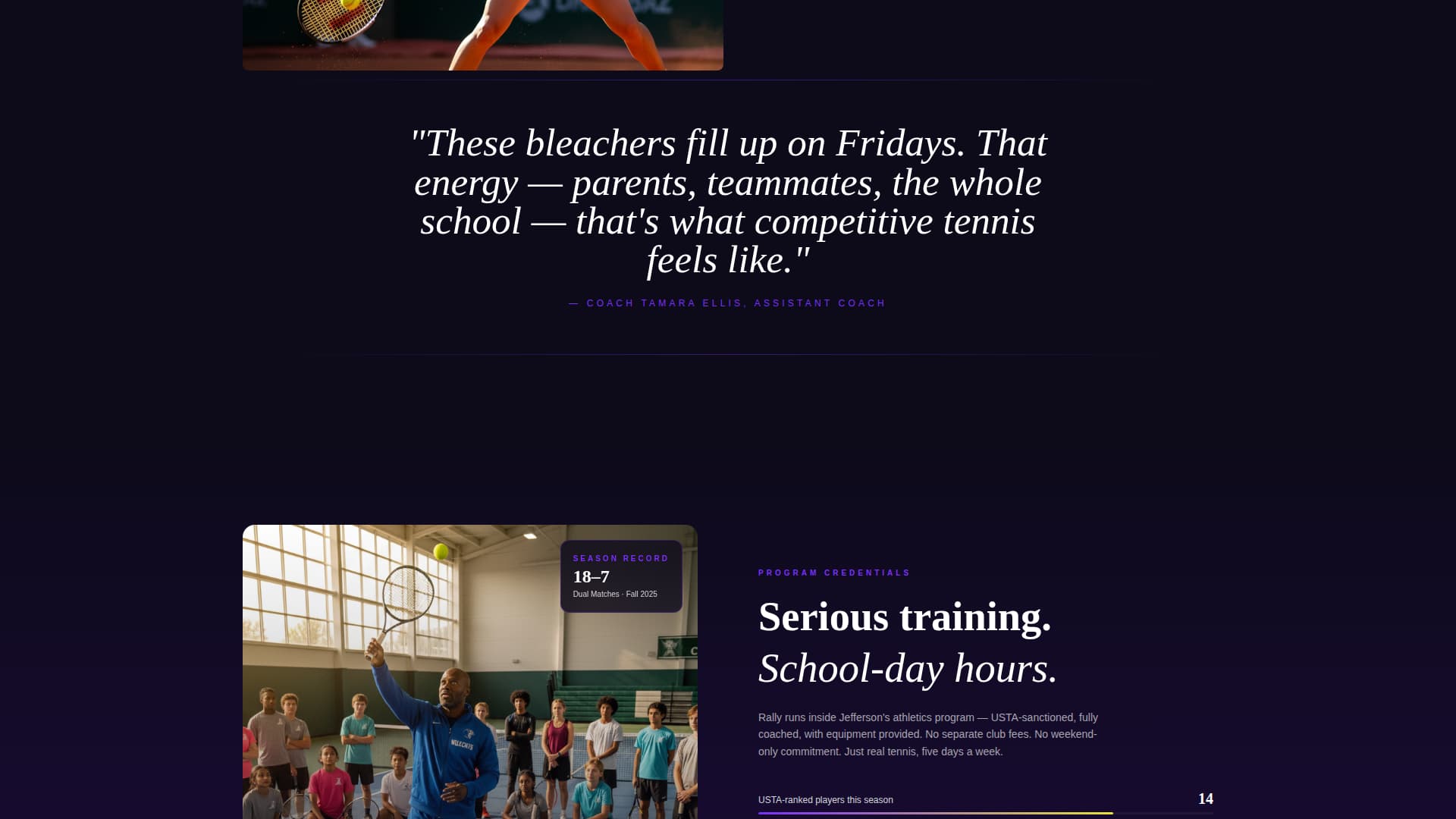Rally - Electric Tennis Landing Page Template