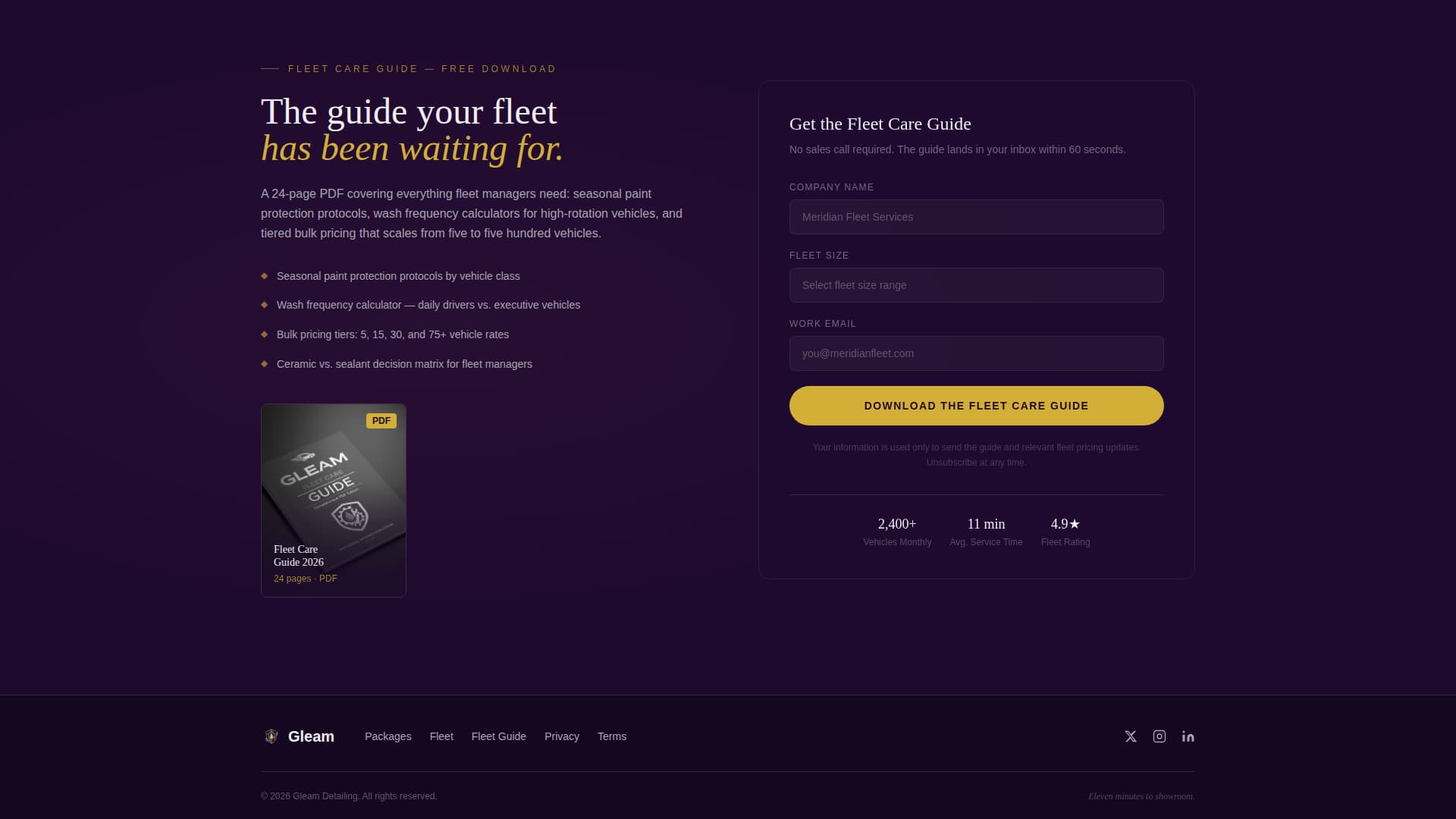 Gleam - Executive Carwash Landing Page Template