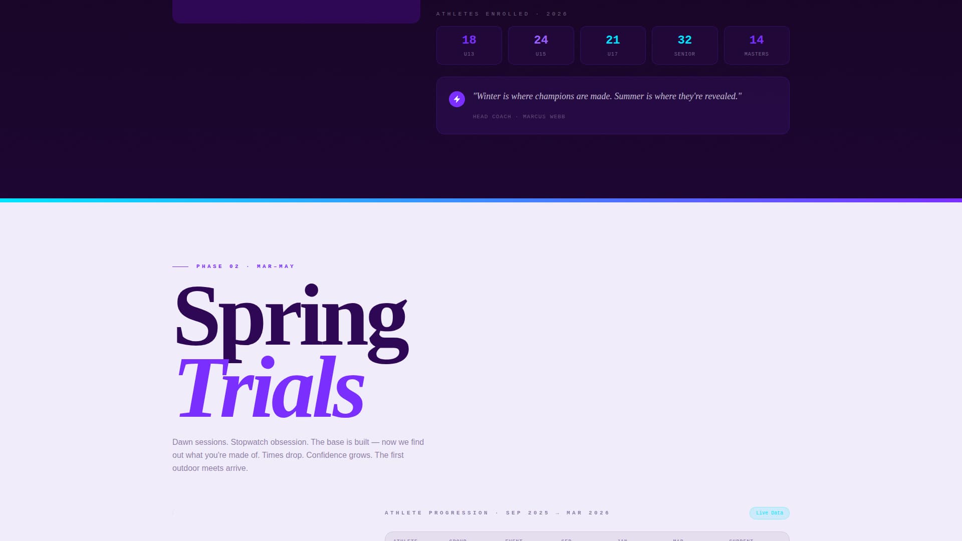Track & Field Booking Website Template