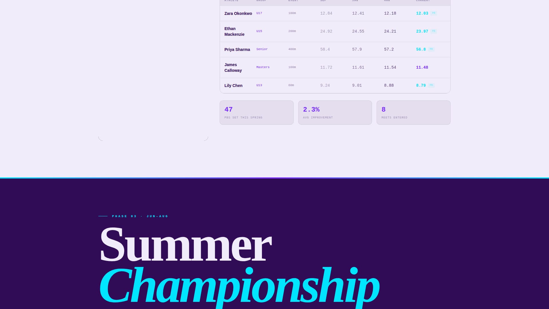 Track & Field Booking Website Template