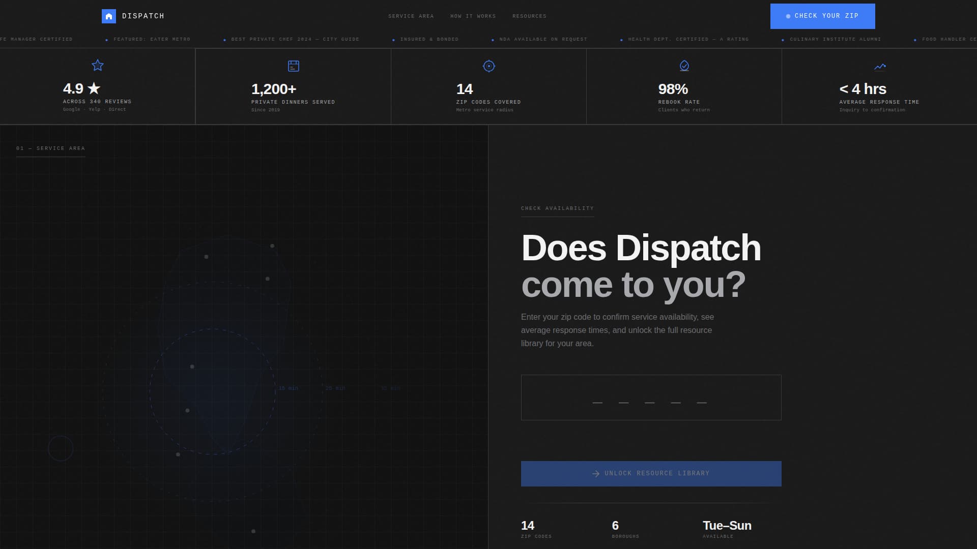Dispatch - Precision Chef Landing Page Template