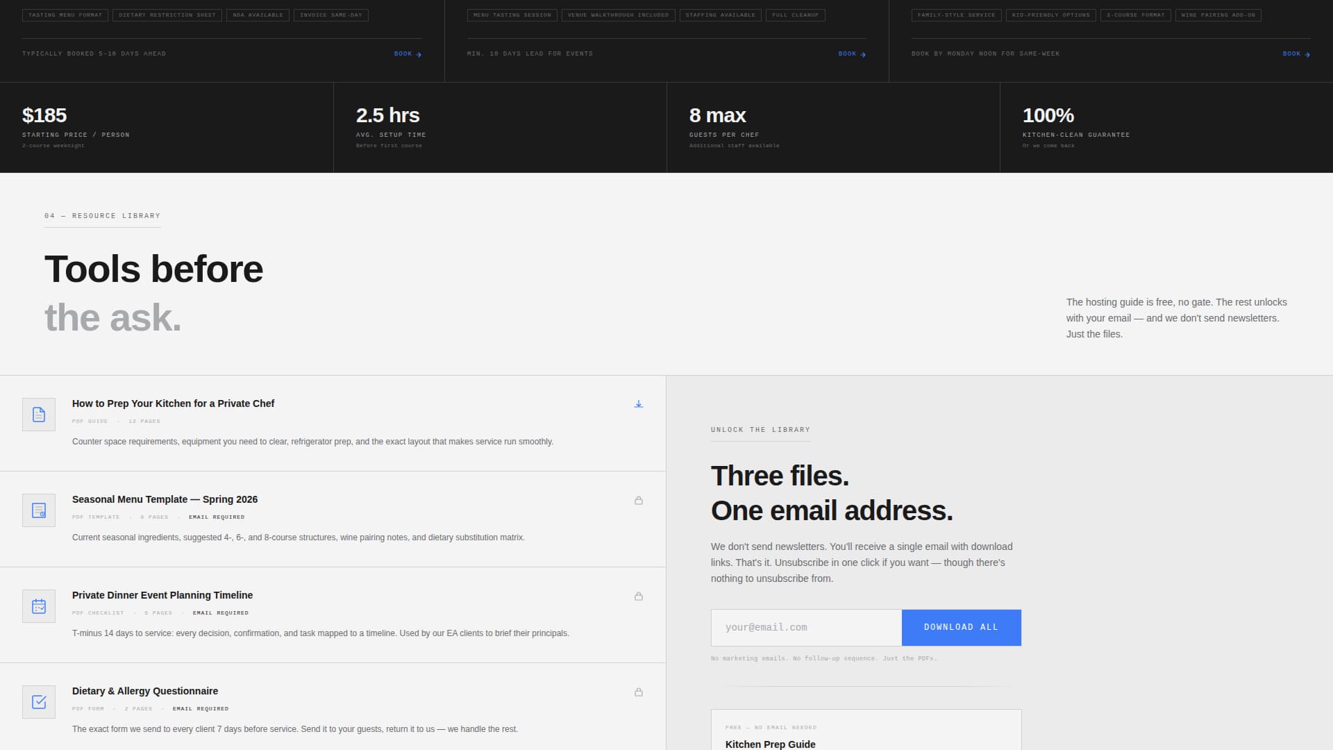 Dispatch - Precision Chef Landing Page Template