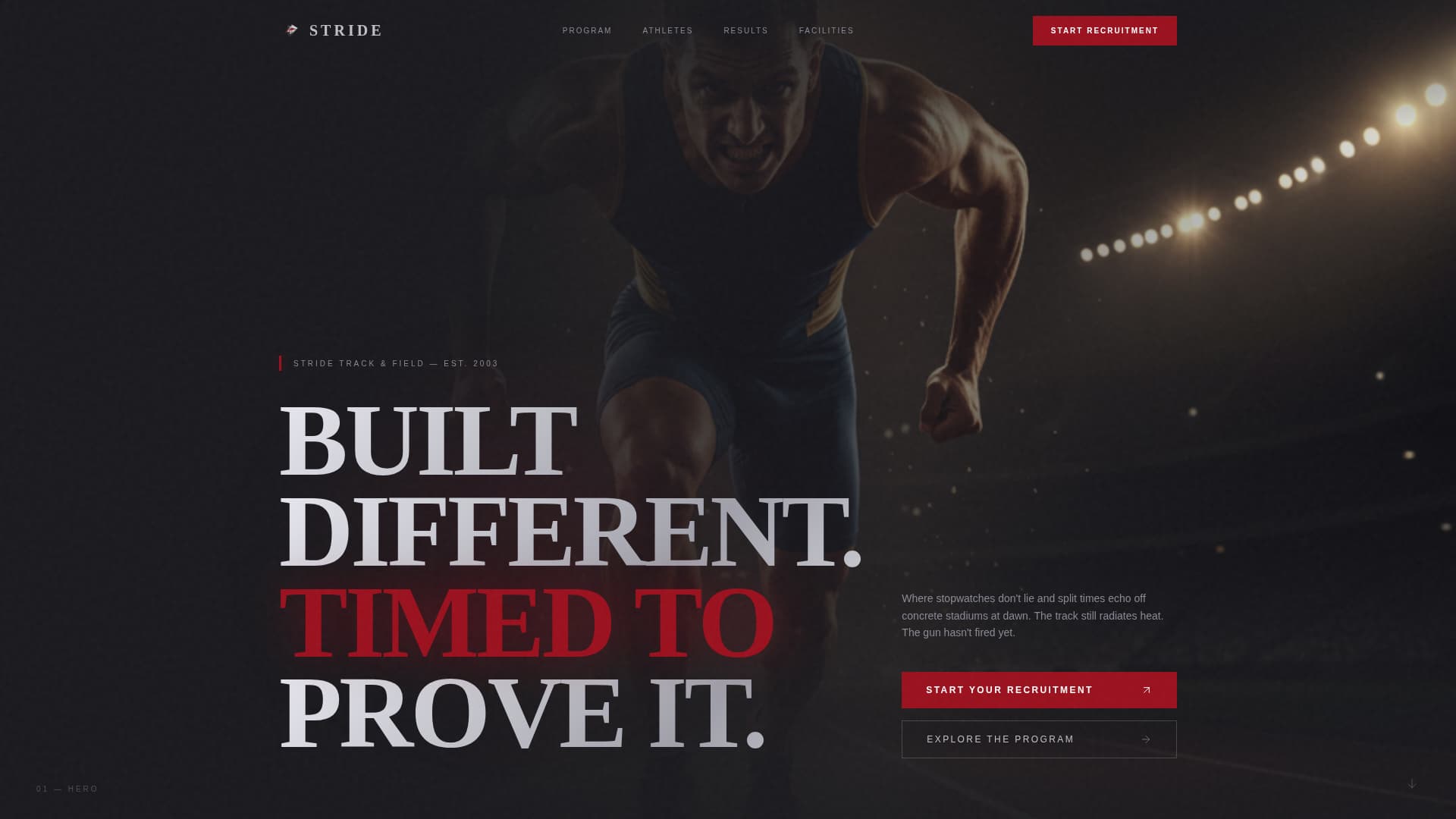 Stride - Powerful Track & Field Landing Page Template