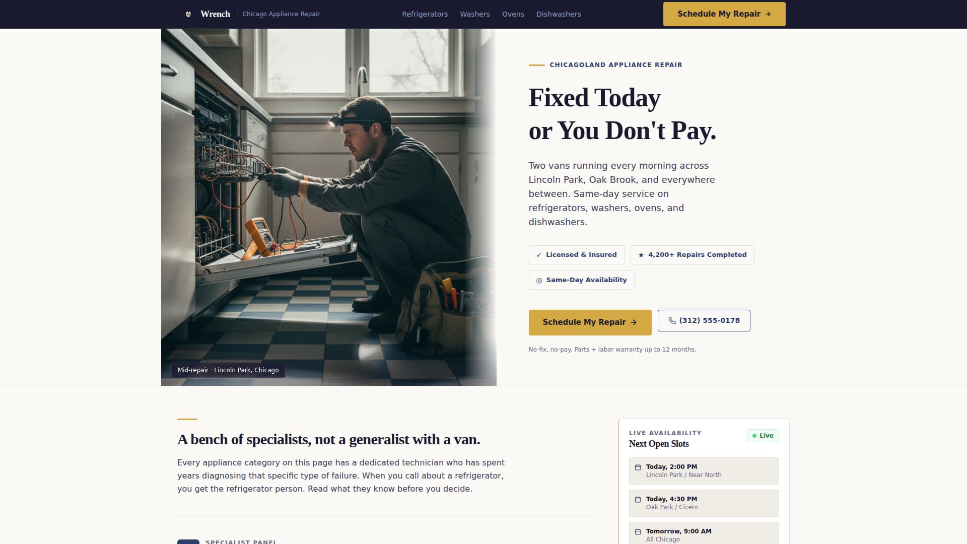 Wrench - Trusted Appliance Landing Page Template