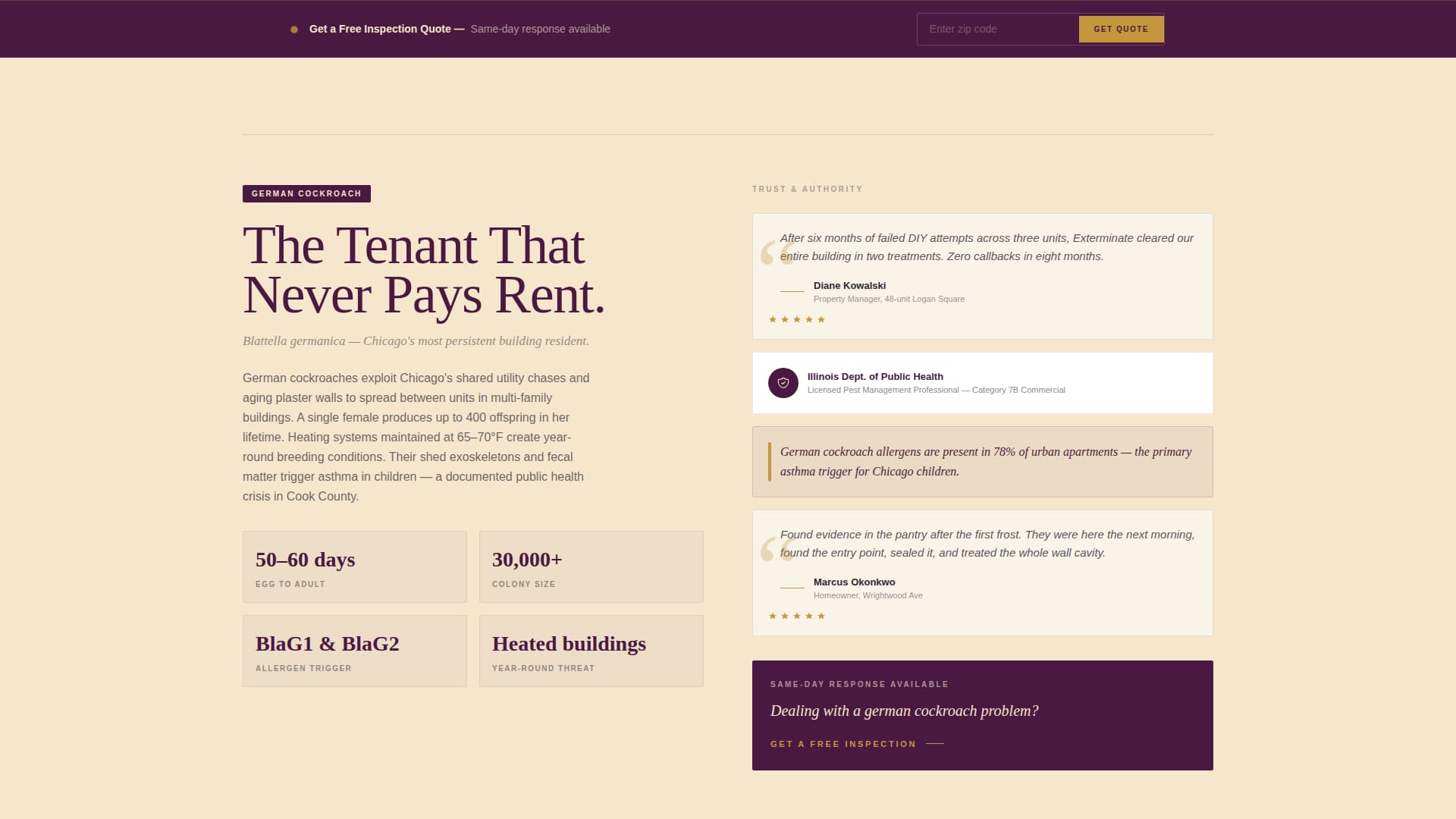 Exterminate - Authoritative Pestcontrol Landing Page Template