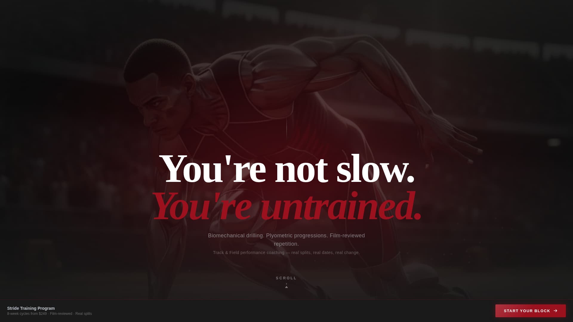 Stride - High Performance Track & Field Landing Page Template