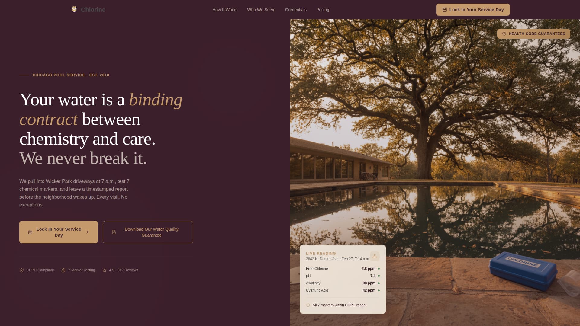 Chlorine - Trusted Poolcleaning Landing Page Template