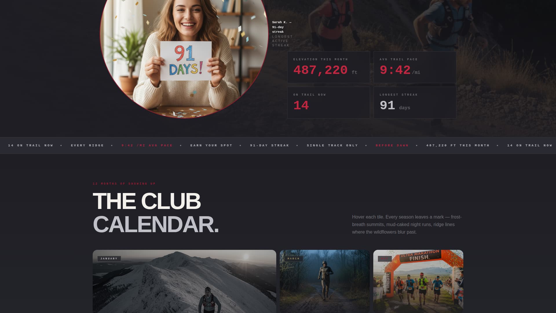 Stride - High Performance Trail Running Landing Page Template