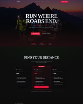 Stride - Electrifying Trailrunning Landing Page Template