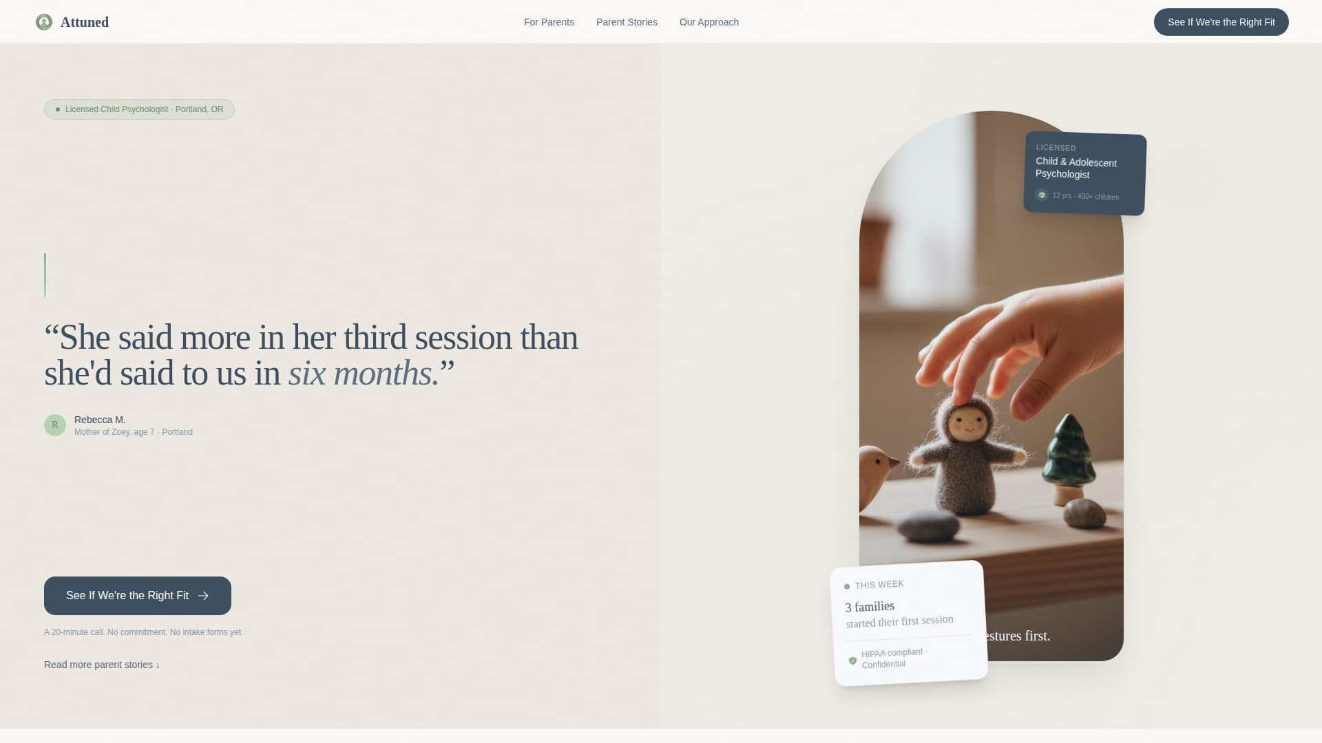 Attuned - Trusted Childpsychologist Landing Page Template