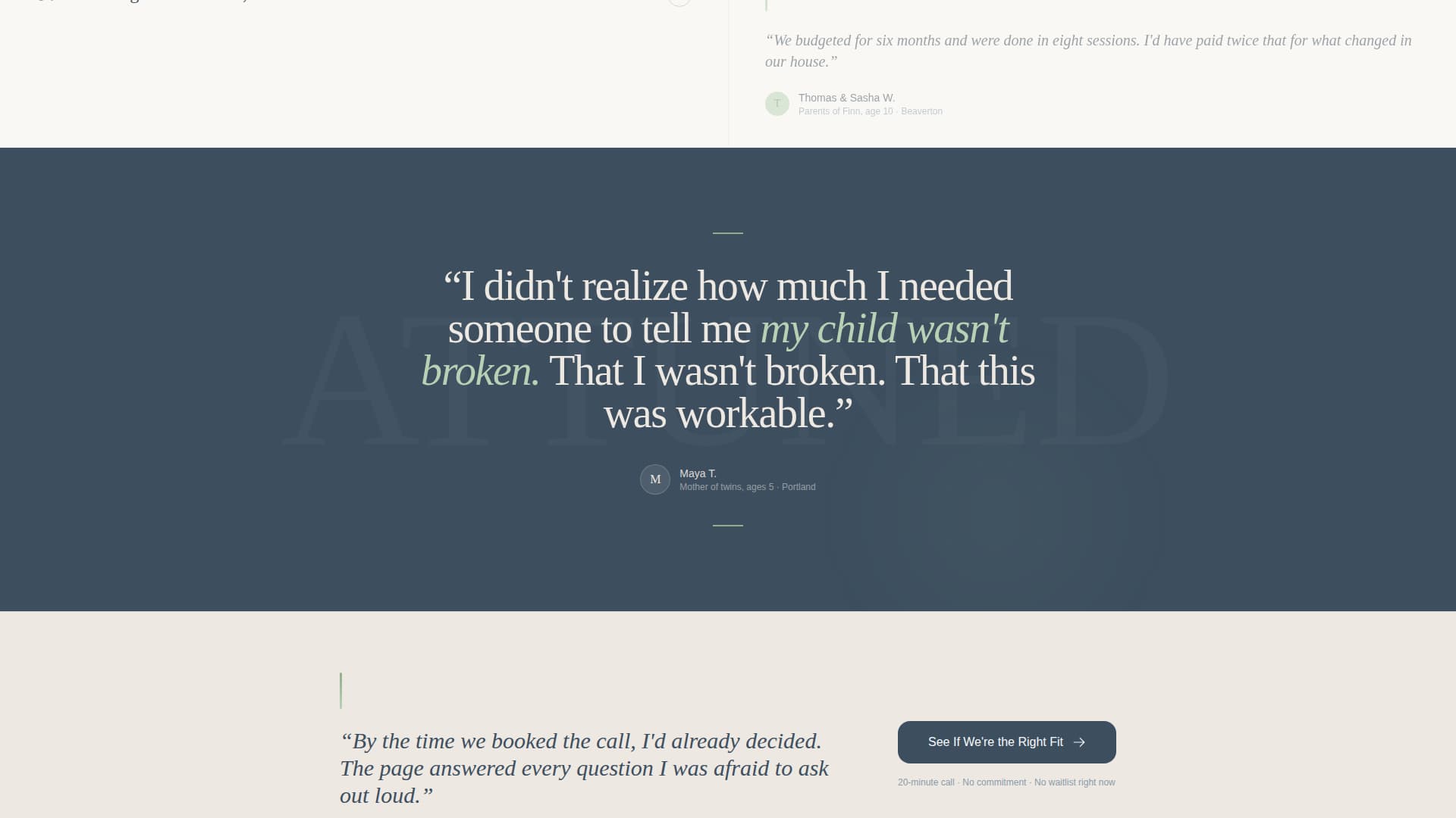 Attuned - Trusted Childpsychologist Landing Page Template