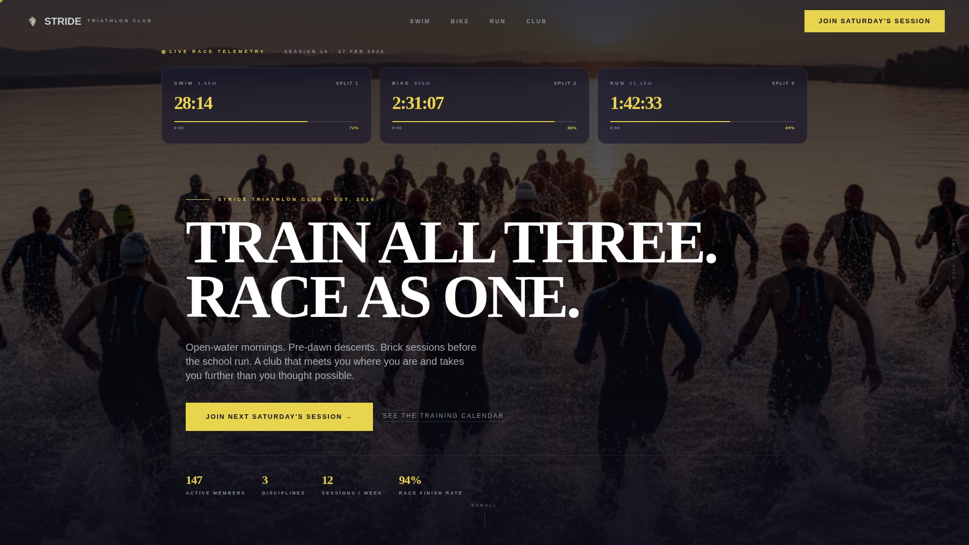 Stride - Immersive Triathlon Landing Page Template