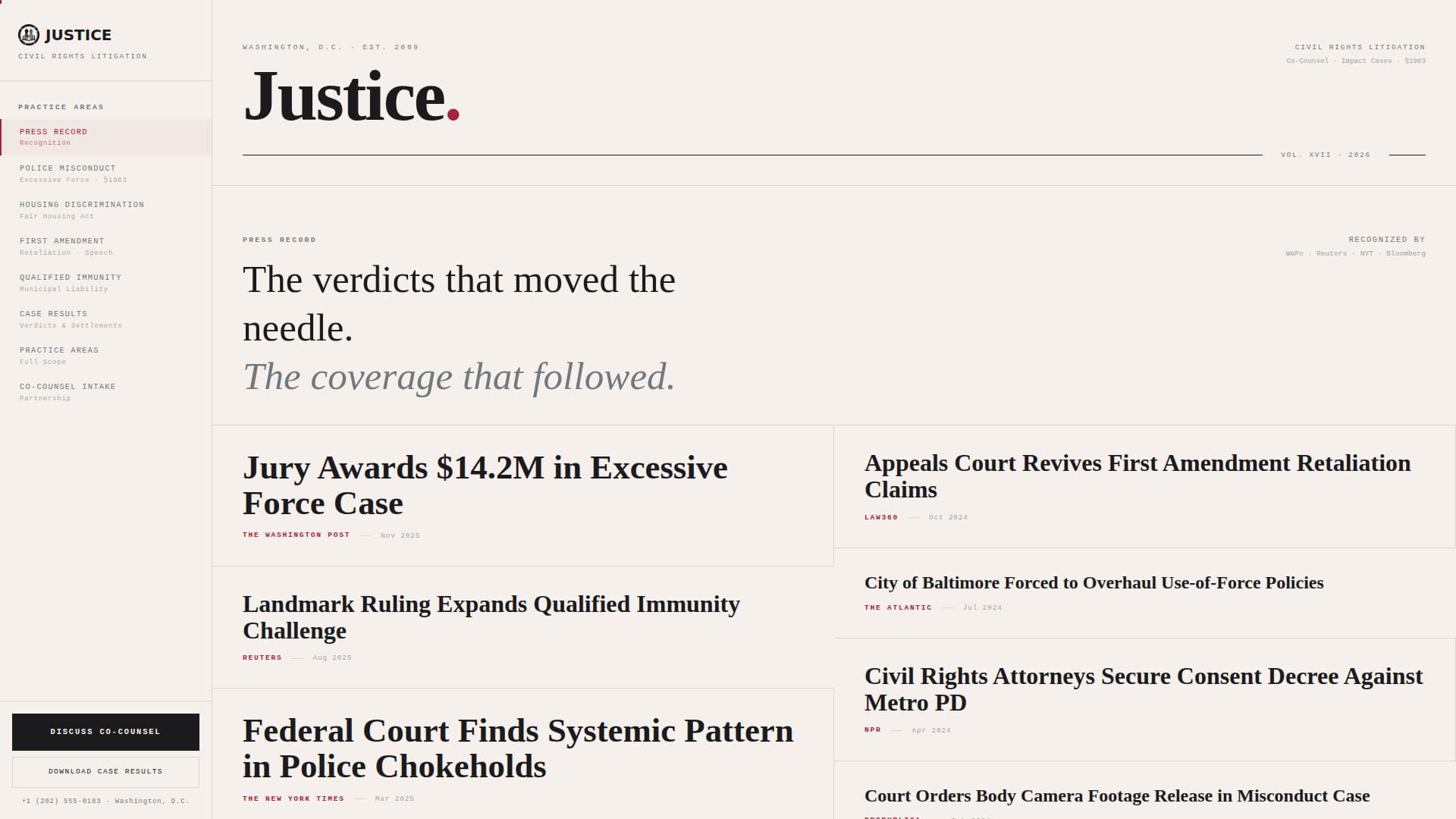 Justice - Authoritative Civilrights Landing Page Template