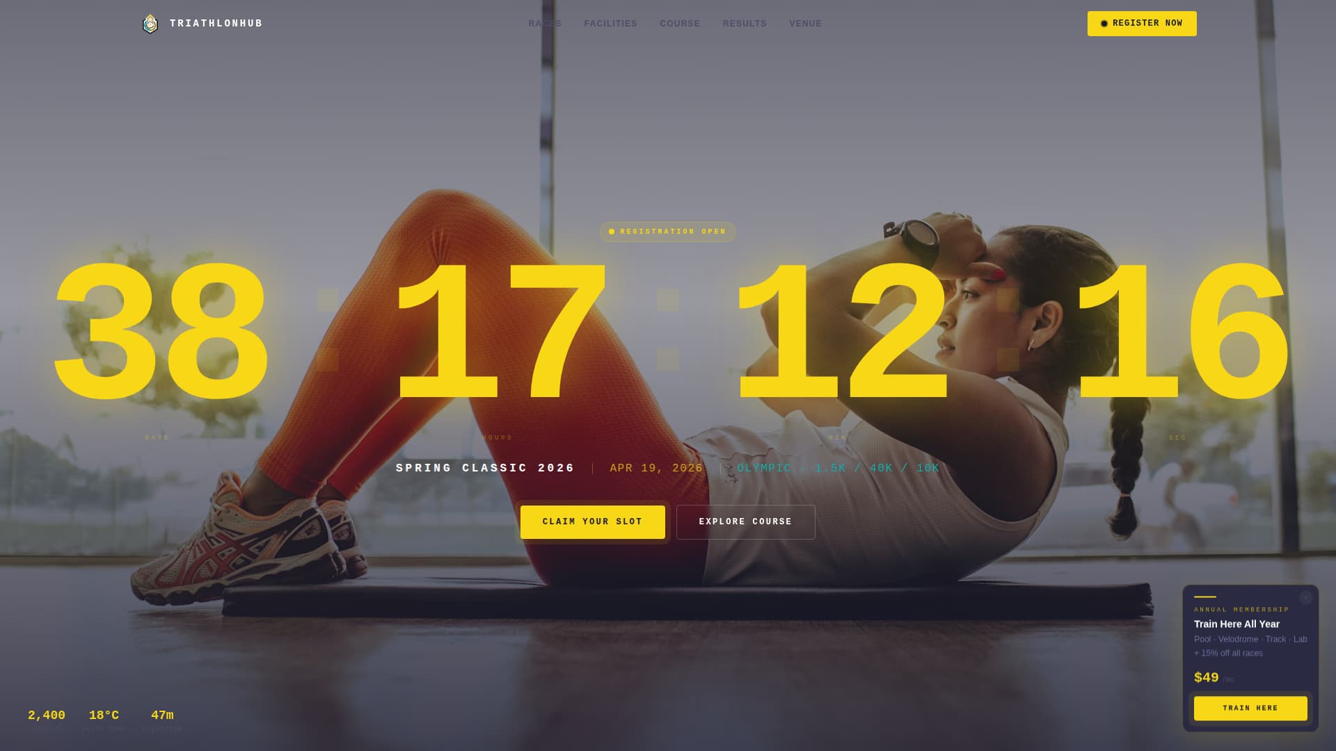 Triathlon Hub - Elite Venue Landing Page Template