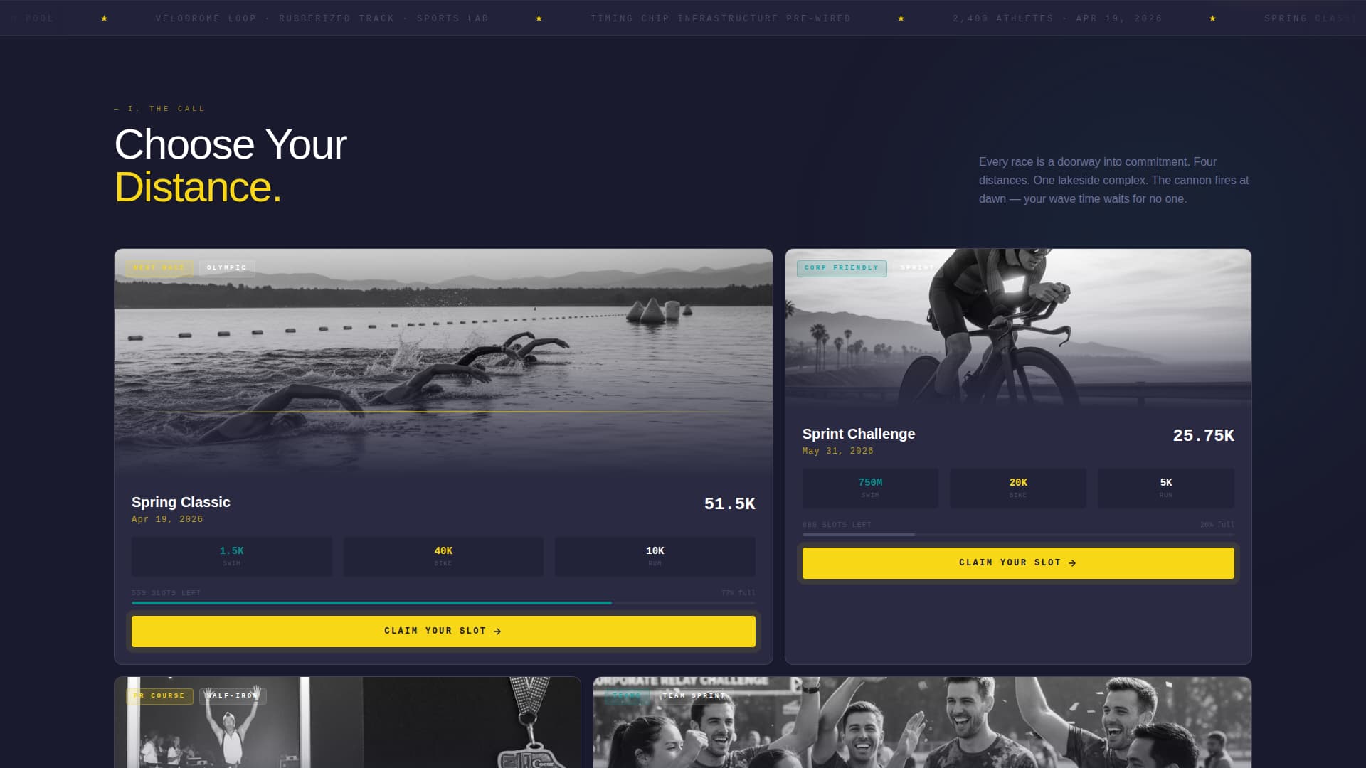 Triathlon Hub - Elite Venue Landing Page Template