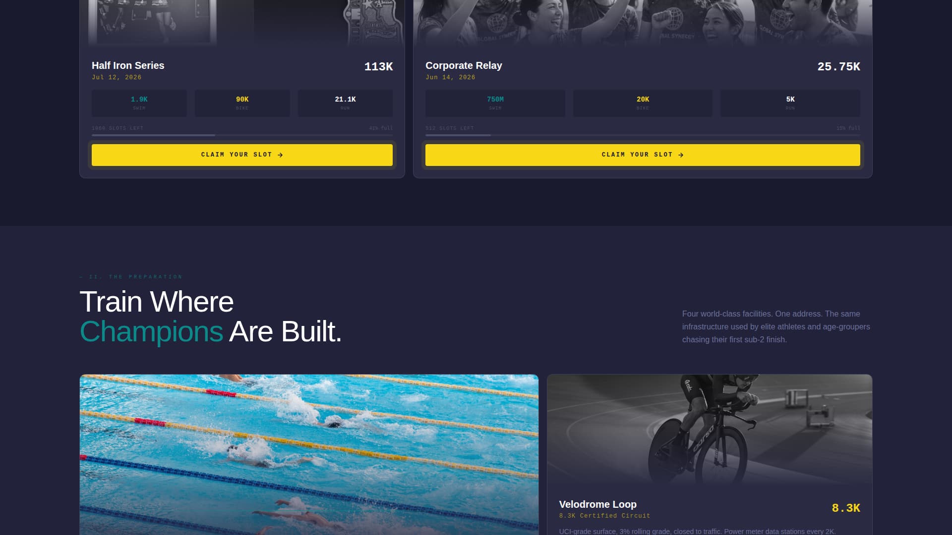Triathlon Hub - Elite Venue Landing Page Template