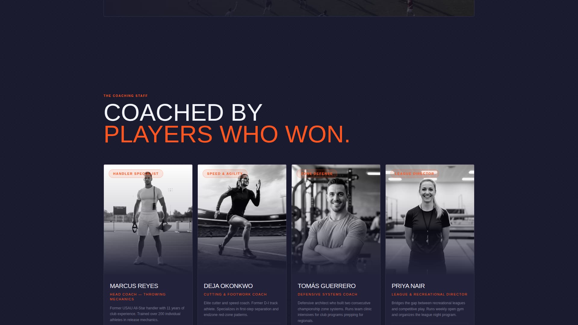 Huck - Elite Frisbee Landing Page Template