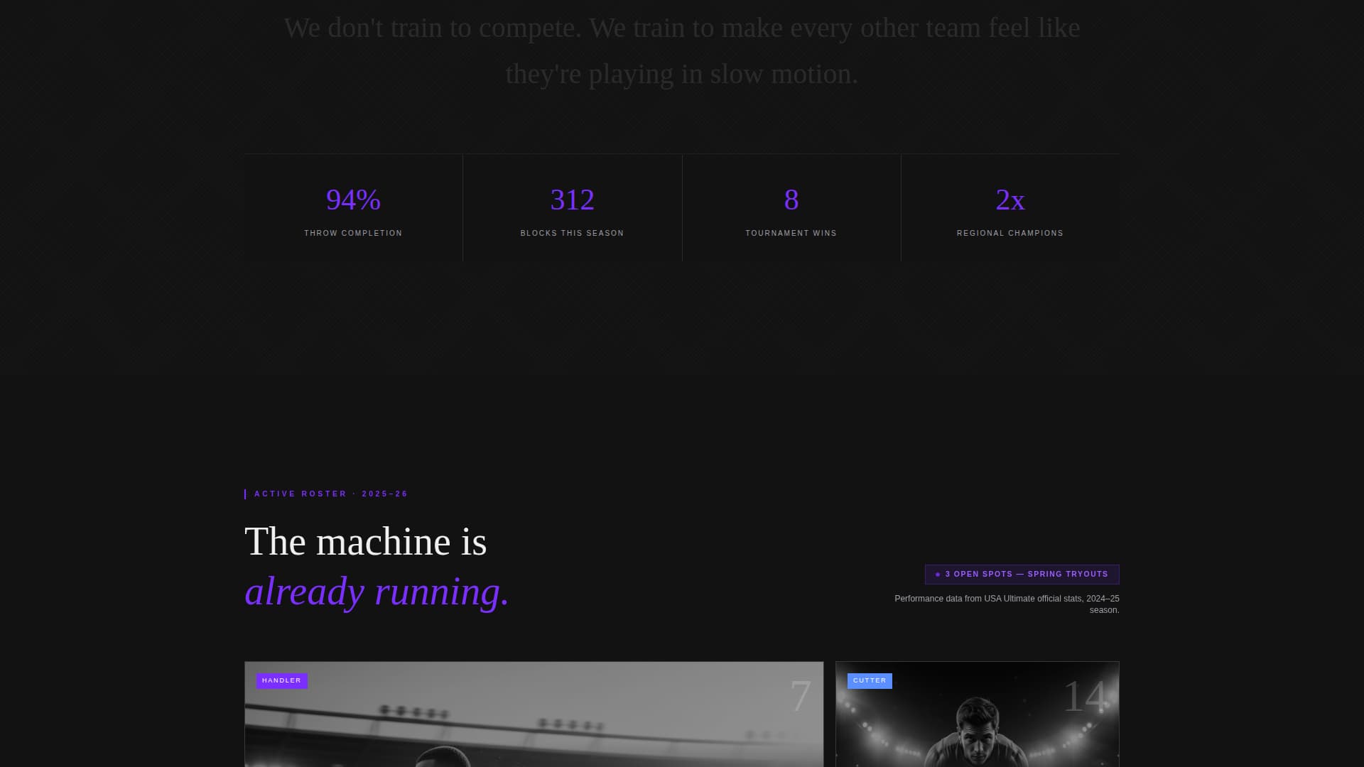 Ultimate Frisbee Professional Website Template