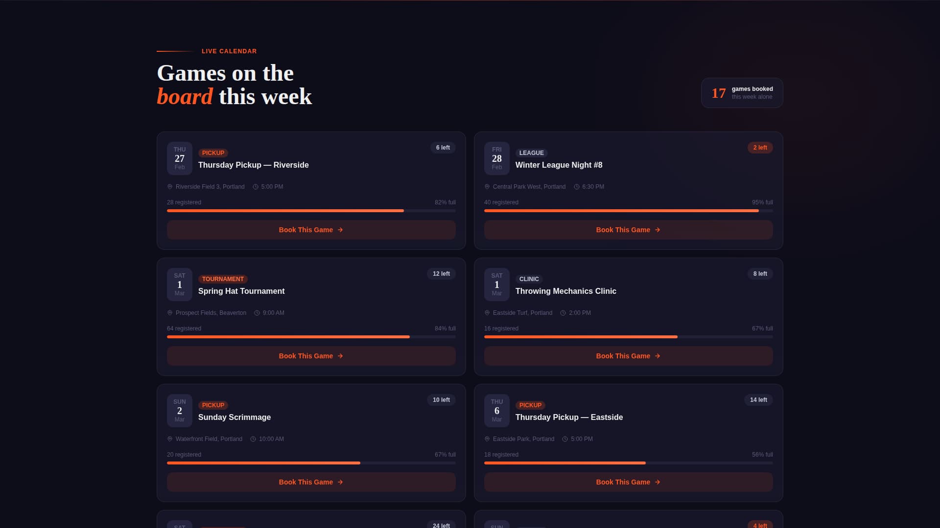 Huck - Dynamic Ultimate Frisbee Landing Page Template