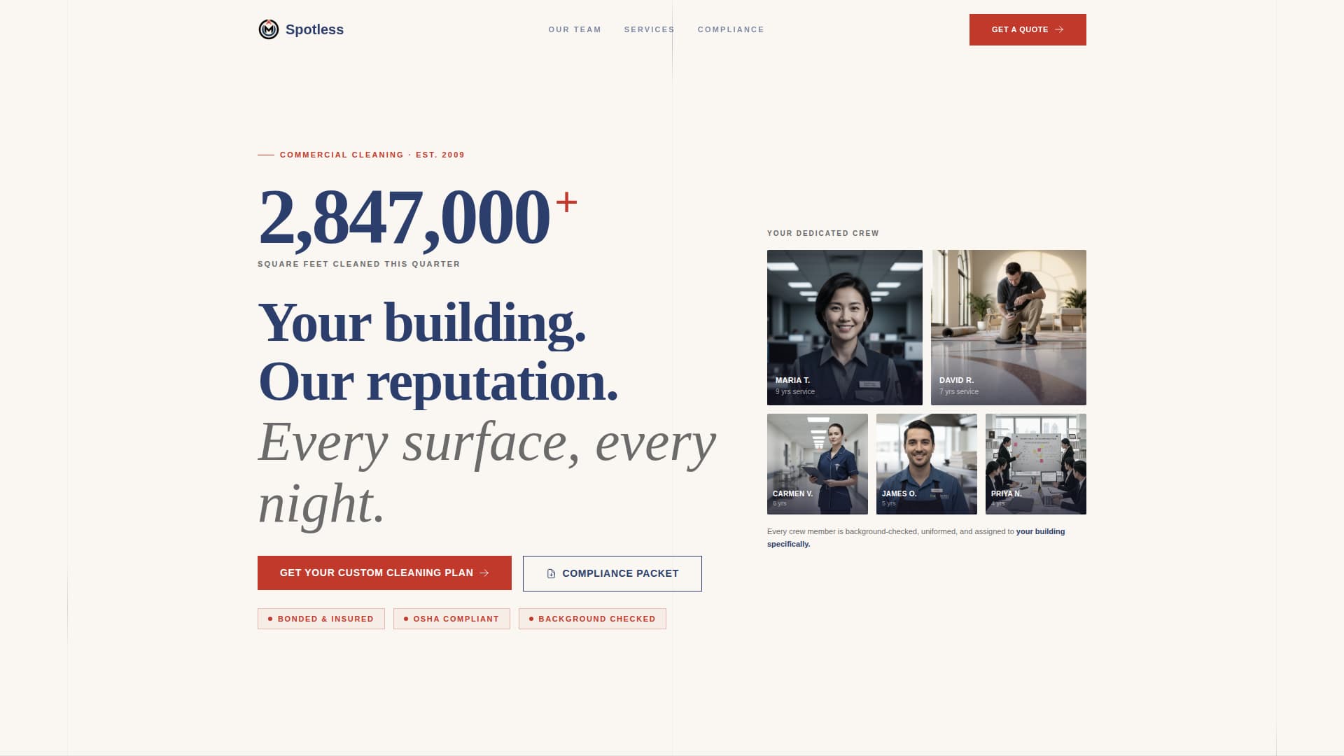 Spotless - Precision Cleaning Landing Page Template
