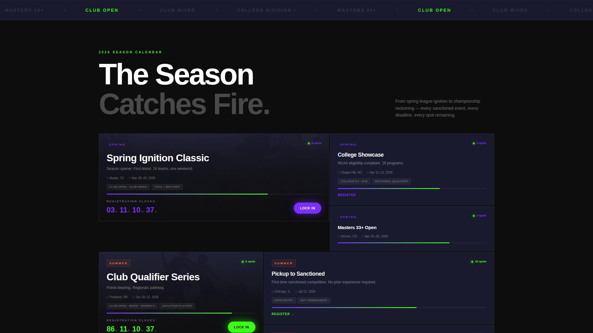 Huck - Electric Tournament Landing Page Template