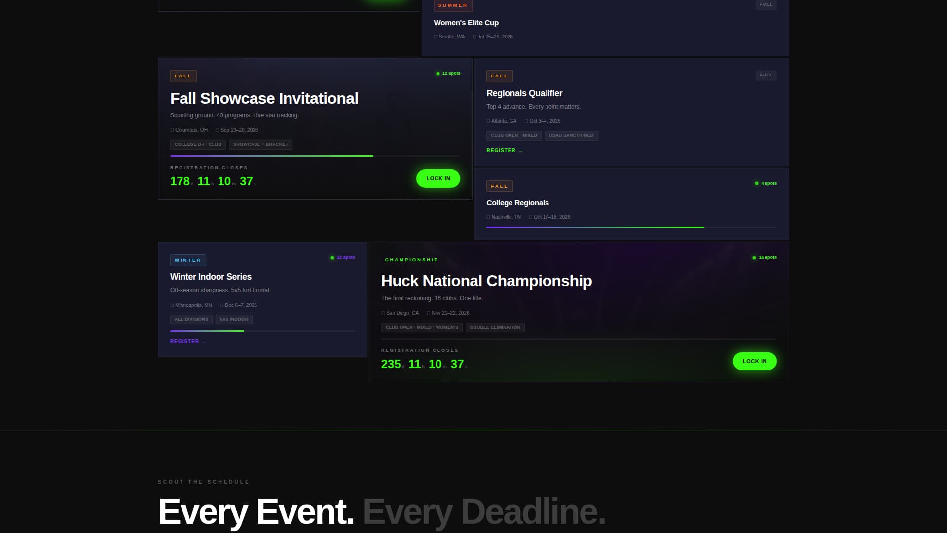Huck - Electric Tournament Landing Page Template