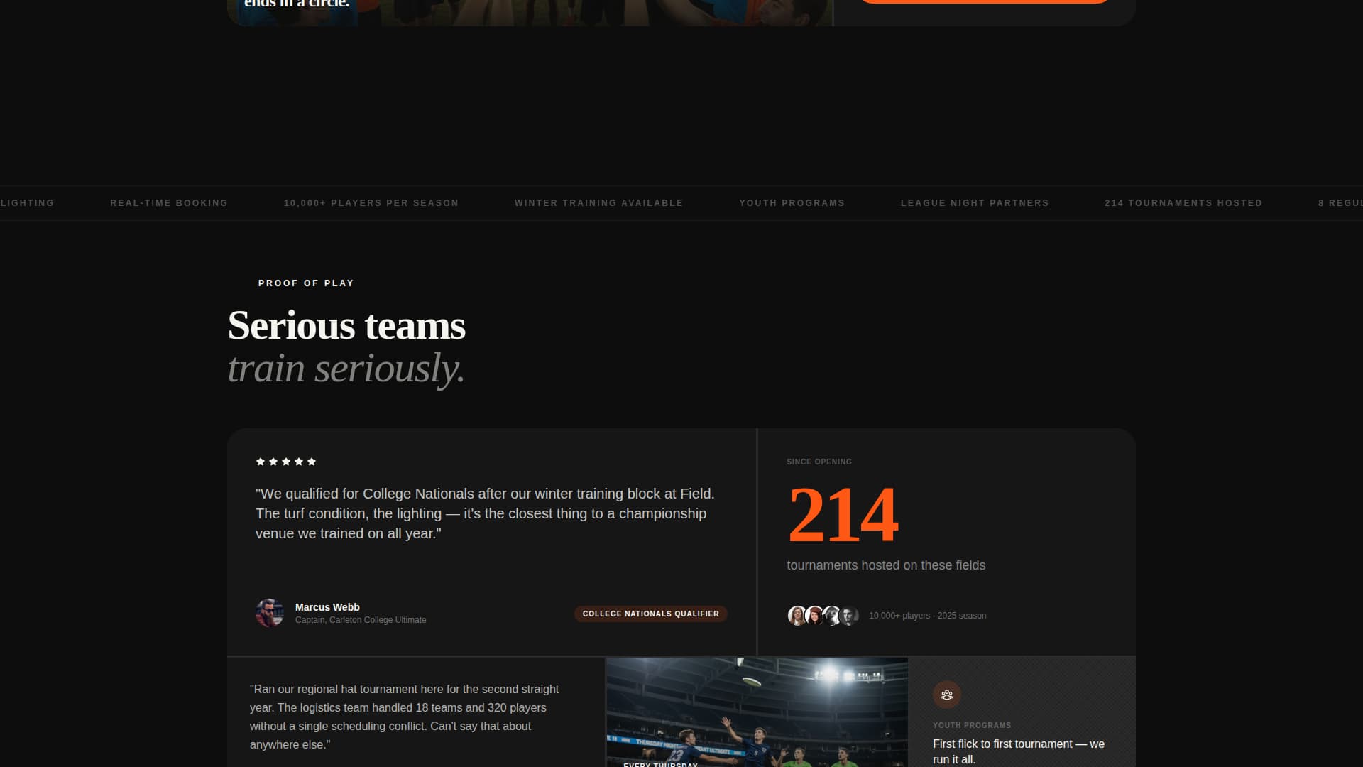 Fieldhouse - Dynamic Ultimatefrisbee Landing Page Template