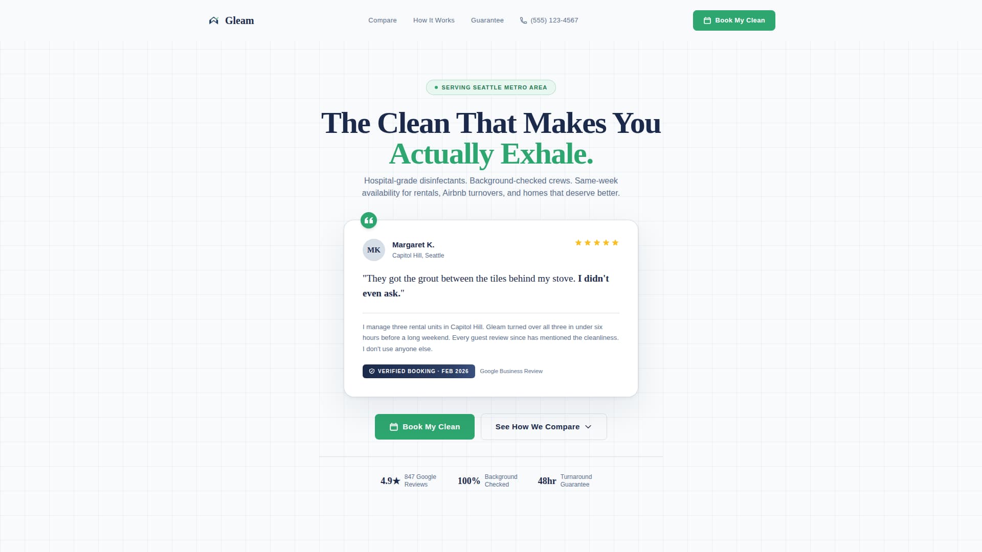 Gleam - Trusted Cleaning Landing Page Template