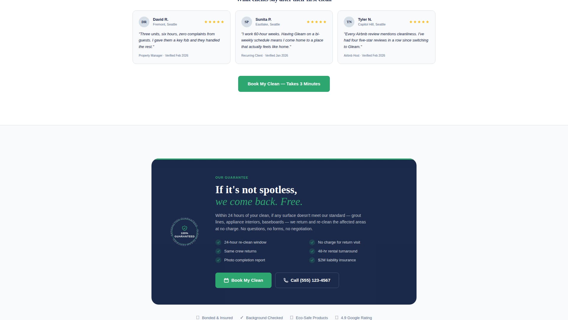 Gleam - Trusted Cleaning Landing Page Template