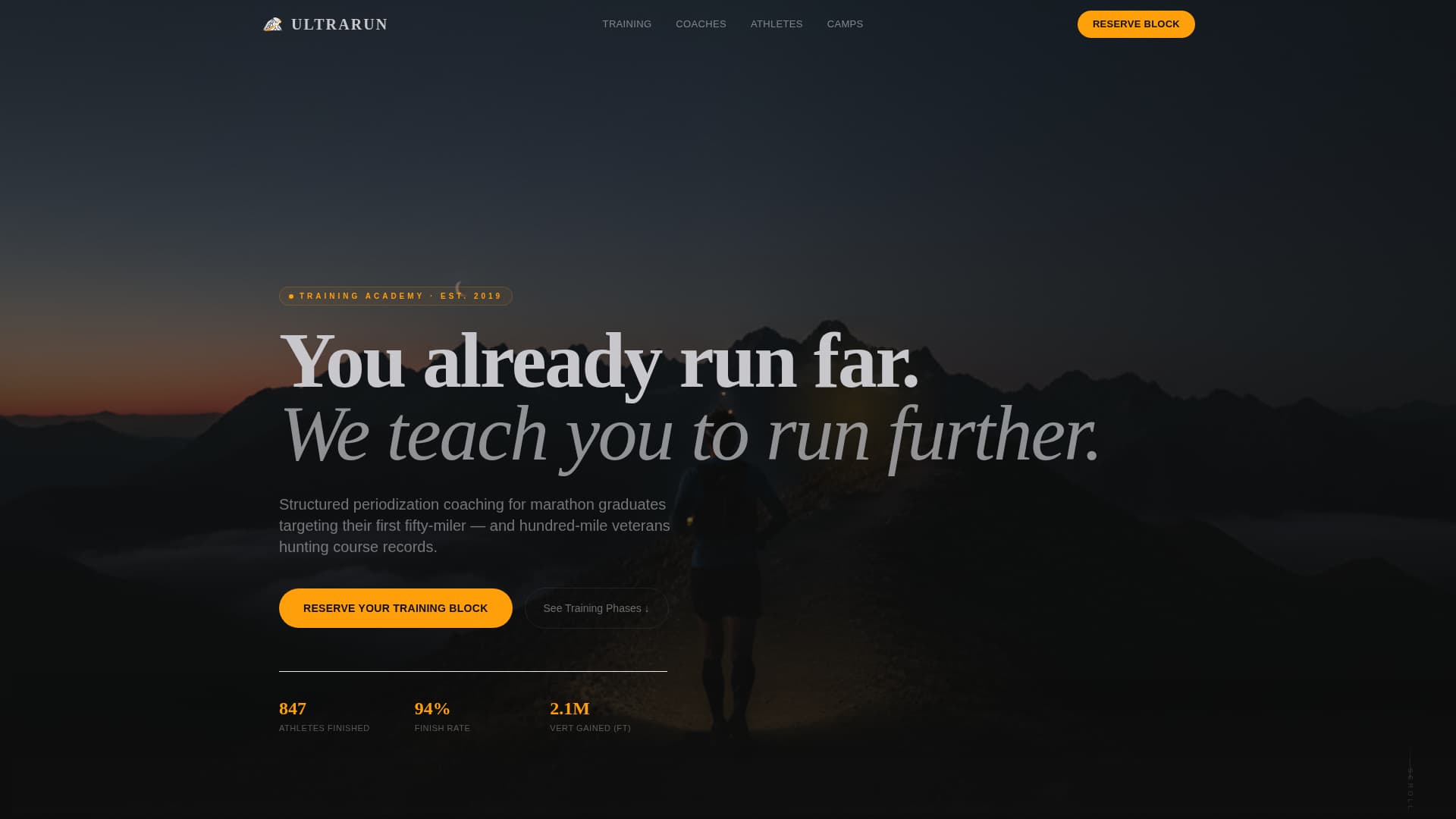 Ultrarun - Elite Academy Landing Page Template