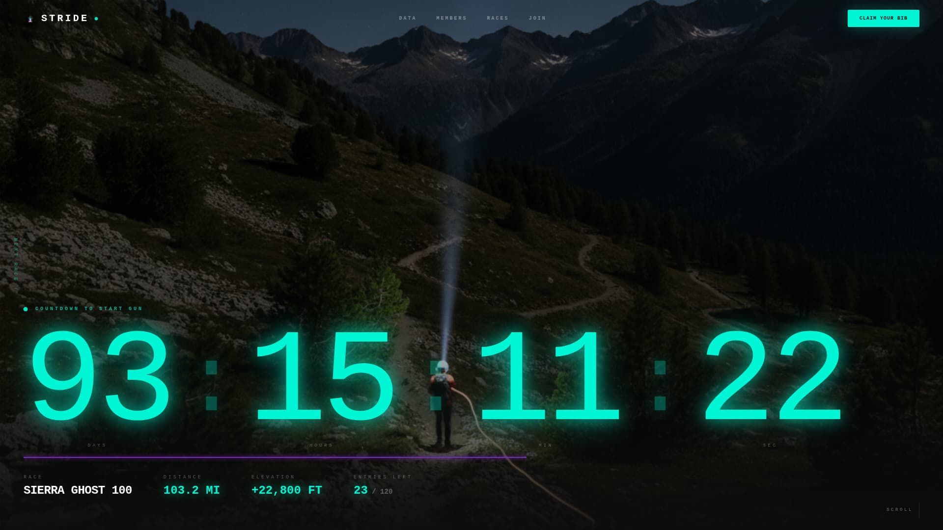 Stride - Relentless Ultrarunning Landing Page Template