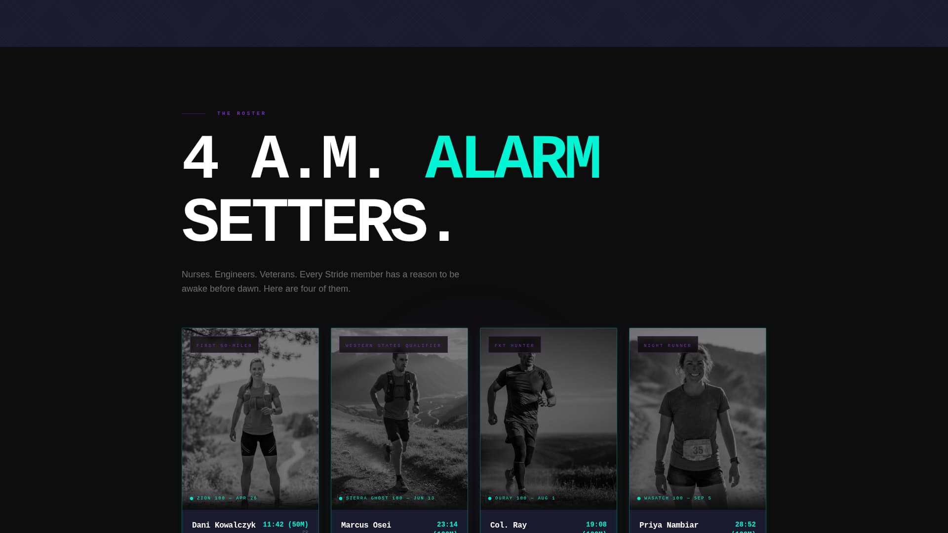 Stride - Relentless Ultrarunning Landing Page Template