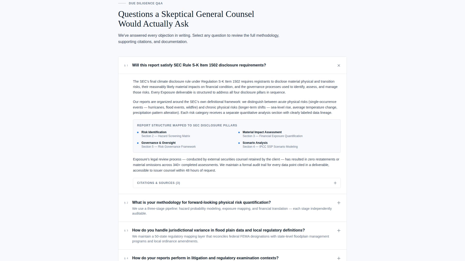 Exposure - Defensible Climaterisk Landing Page Template