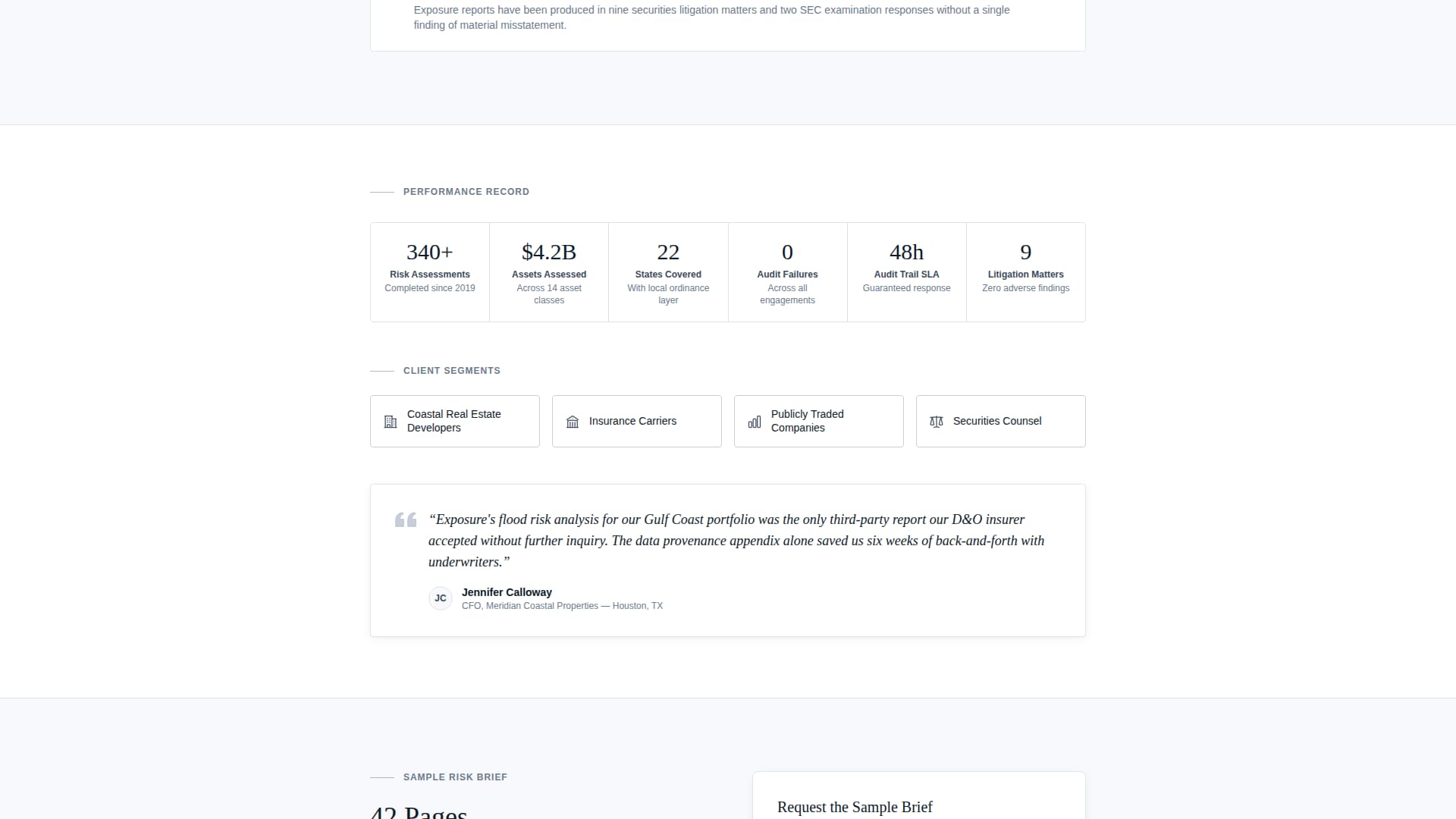 Exposure - Defensible Climaterisk Landing Page Template