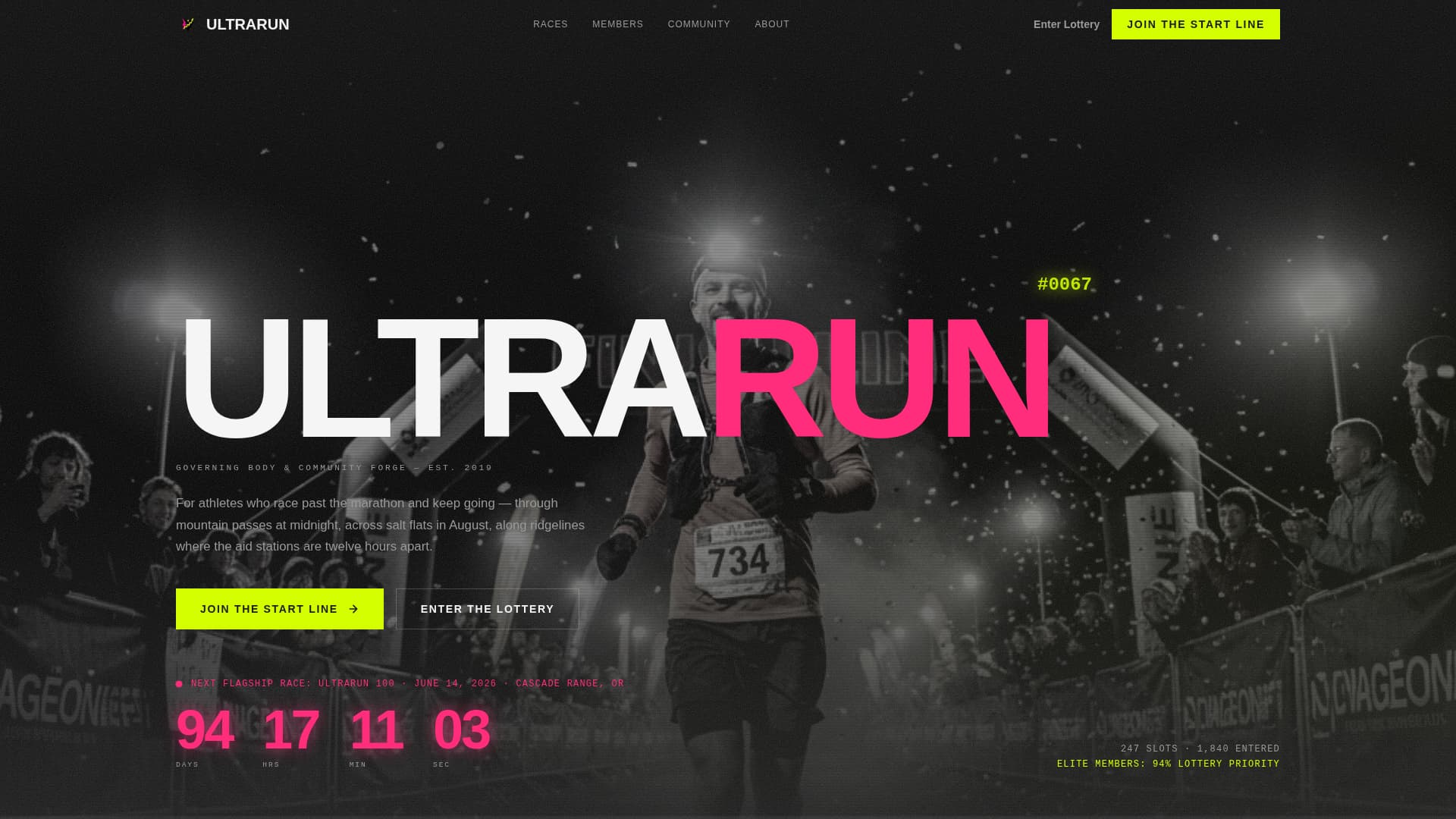 Ultrarun - Relentless Ultrarunning Landing Page Template
