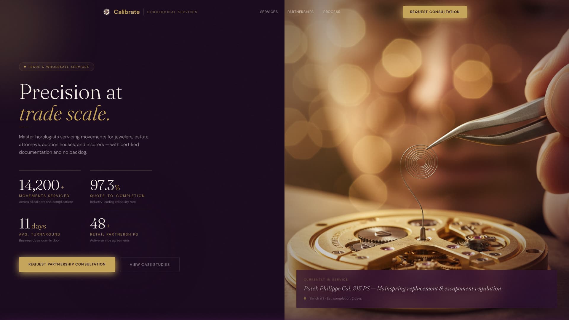 Calibrate - Precision Horology Landing Page Template