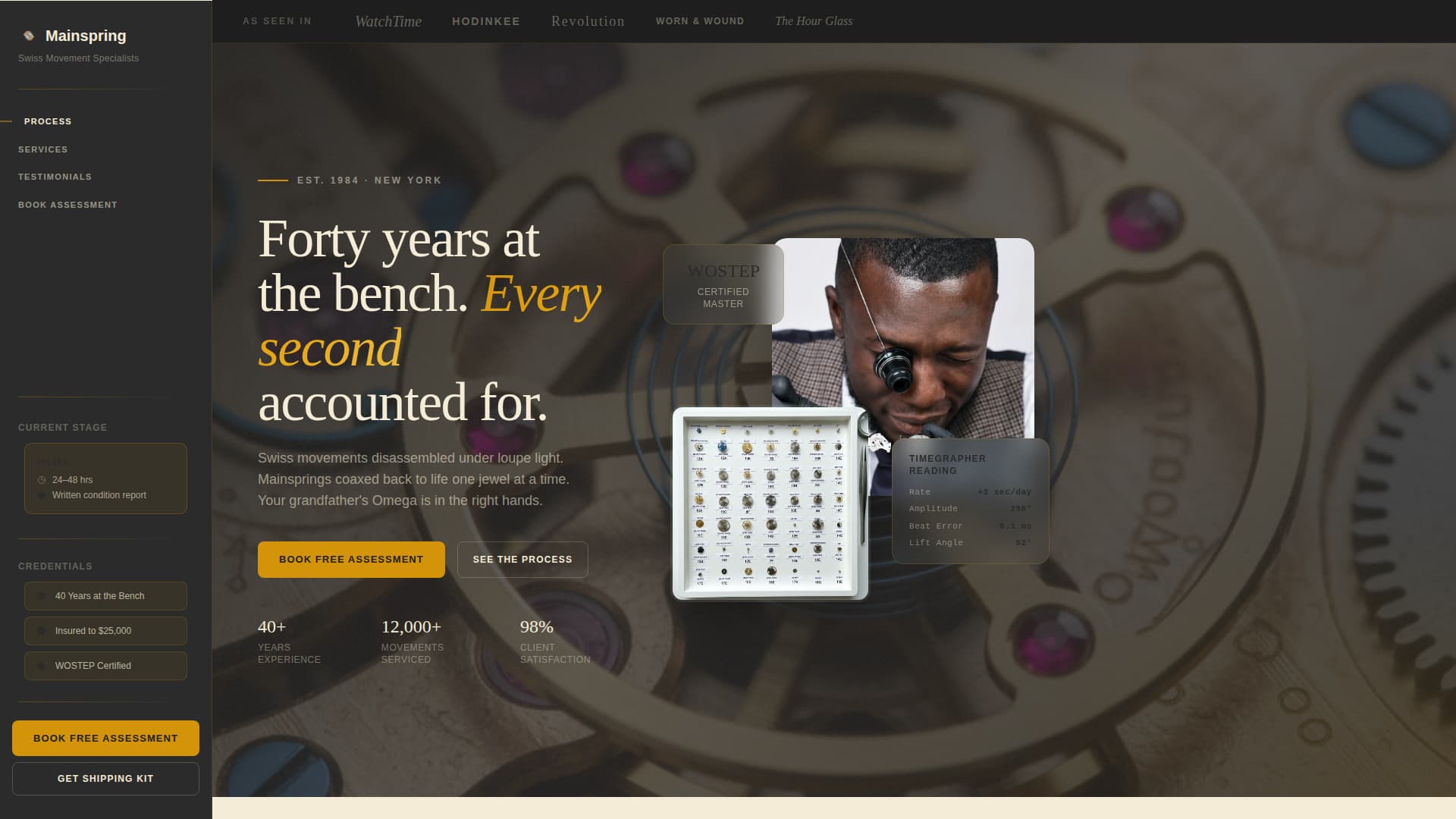 Mainspring - Precision Watchmaker Landing Page Template