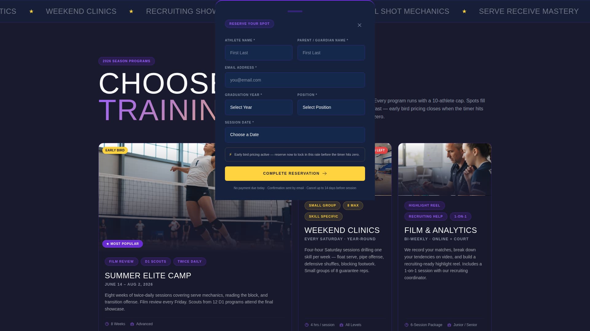 Spike - Elite Volleyball Landing Page Template