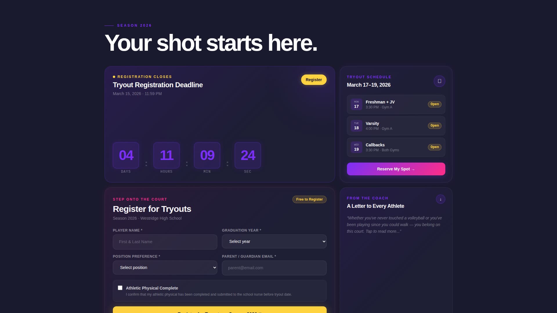Spike - Electric Volleyball Landing Page Template