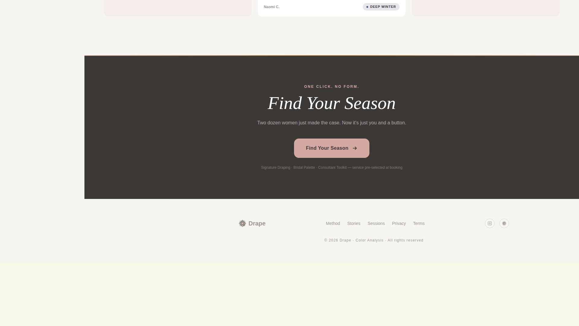 Drape - Elegant Coloranalyst Landing Page Template