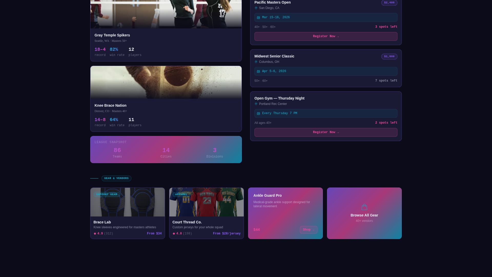 Slam — Thrilling Net Sports Landing Page Template